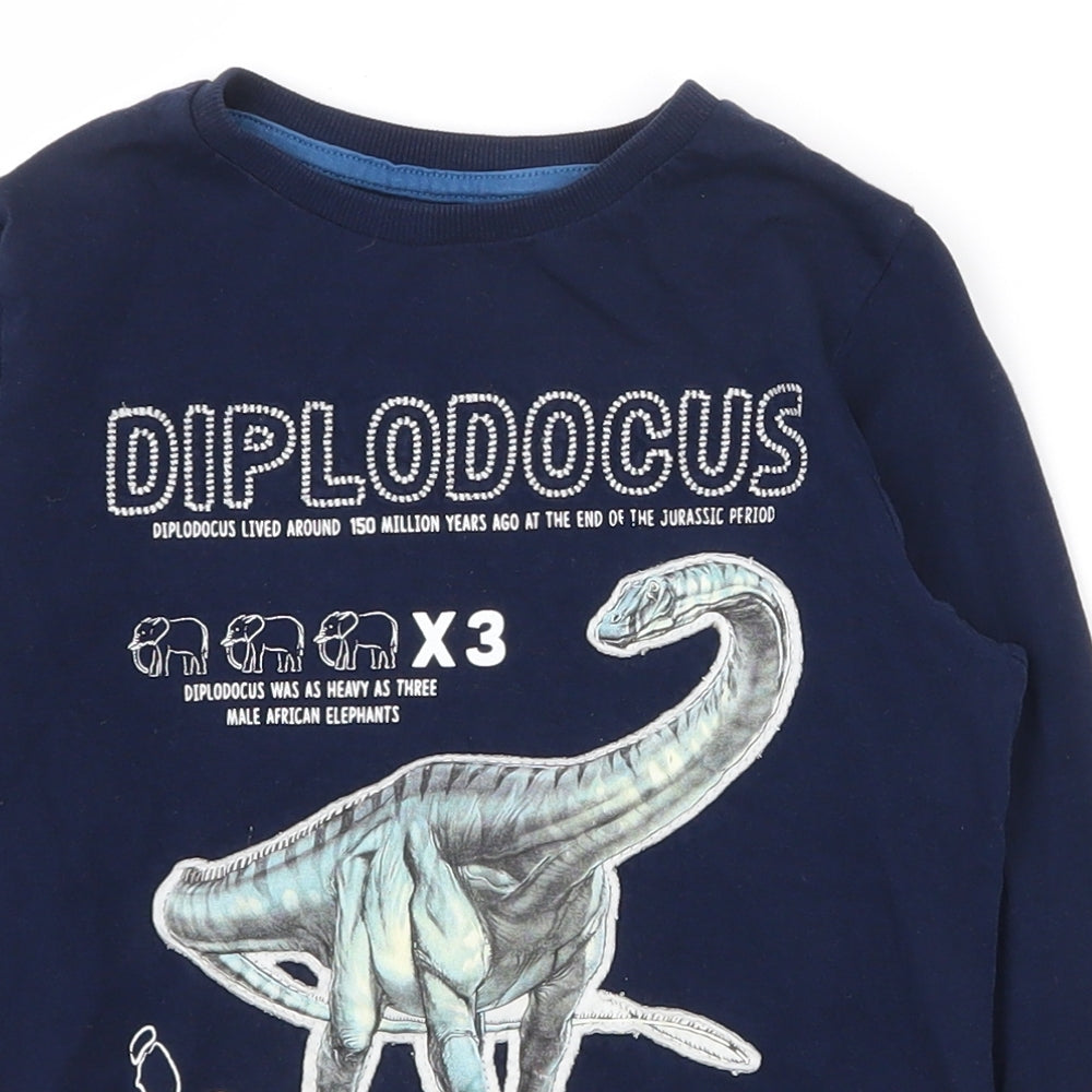 Marks and Spencer Boys Blue  Cotton Basic T-Shirt Size 5-6 Years Crew Neck Pullover