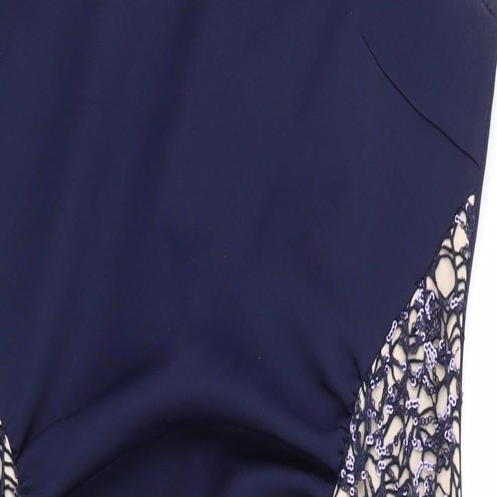 Lipsy Womens Blue  Polyester Bodycon  Size 14  Boat Neck Zip - V Back