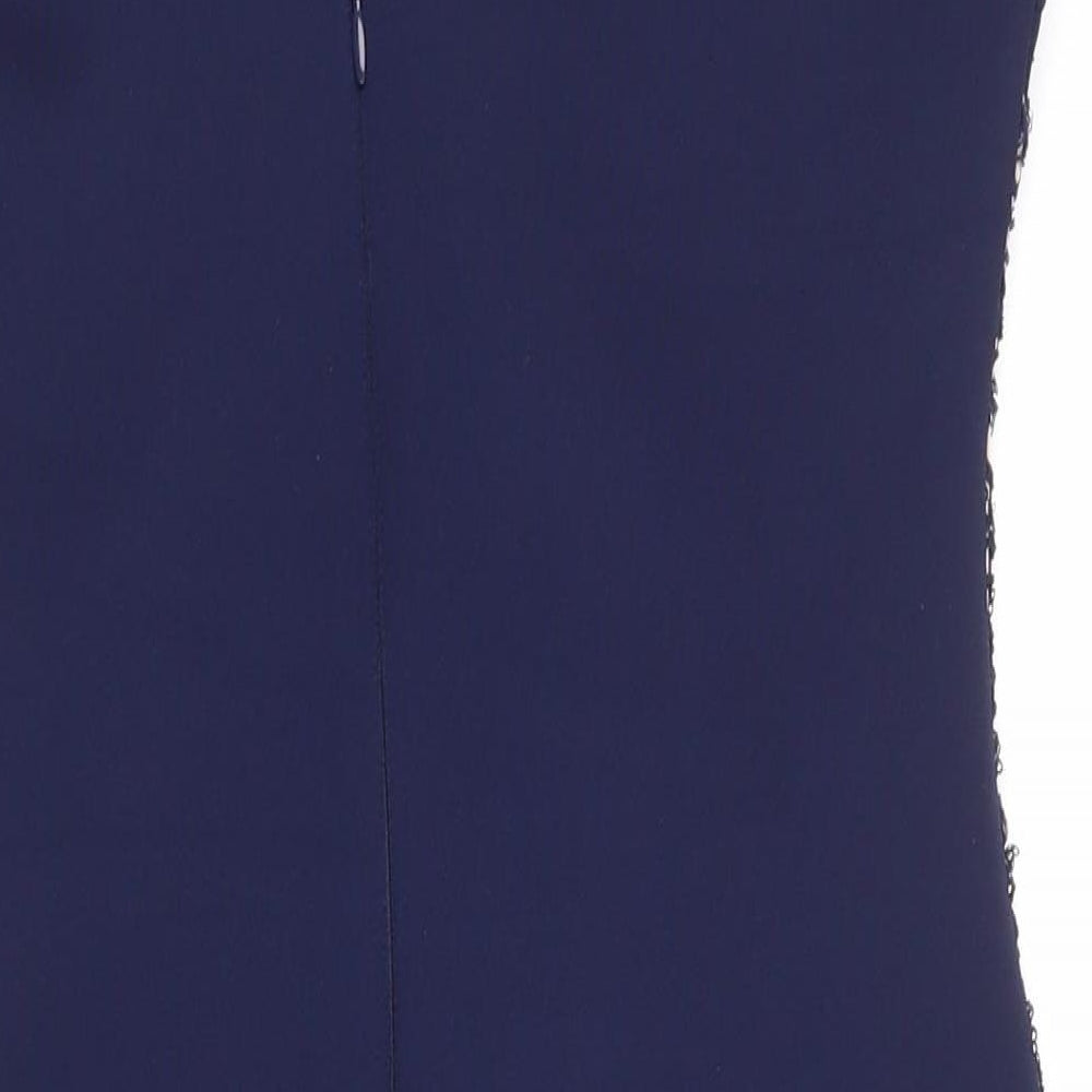 Lipsy Womens Blue  Polyester Bodycon  Size 14  Boat Neck Zip - V Back