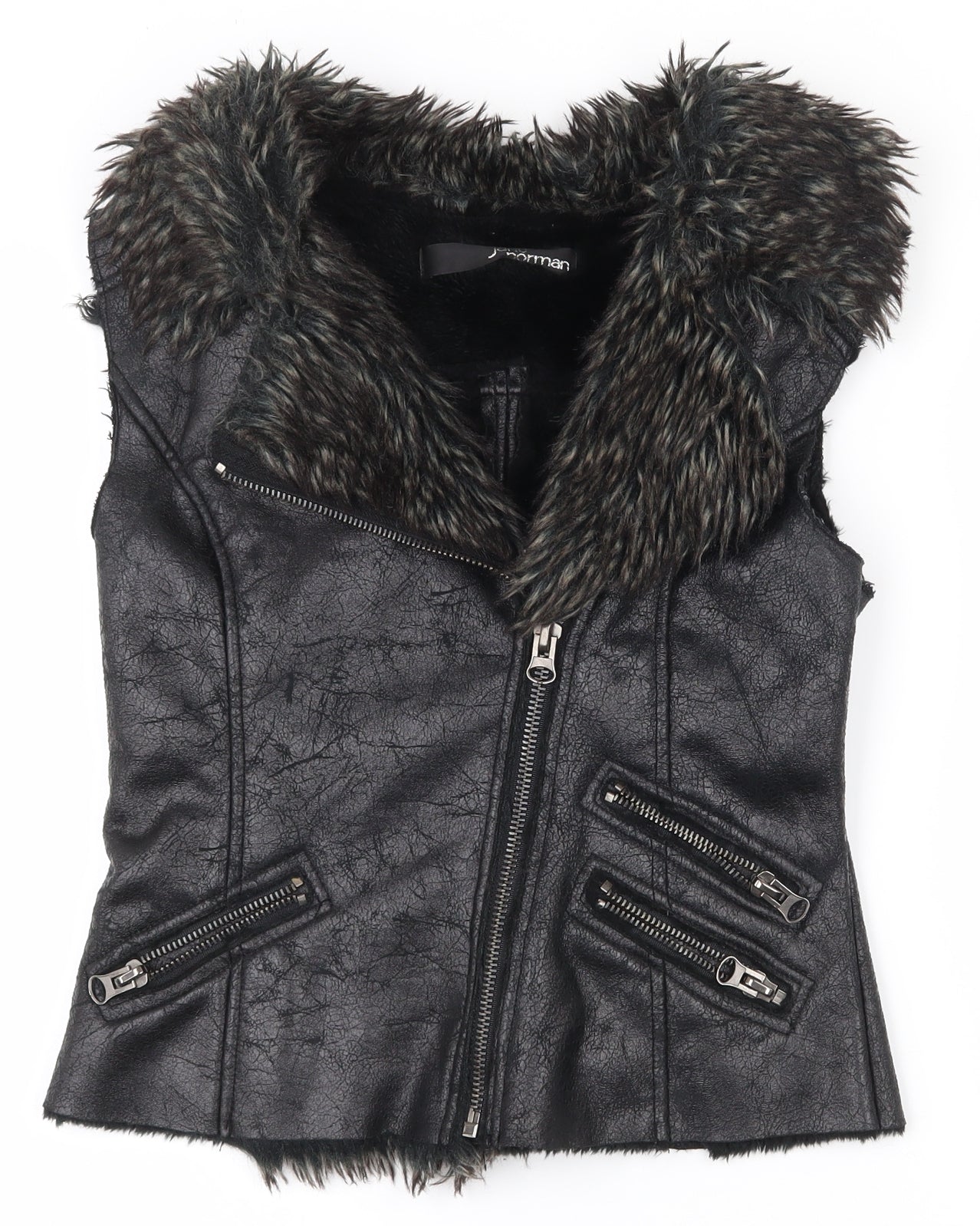 Jane Norman Womens Black   Gilet Coat Size 10  Zip