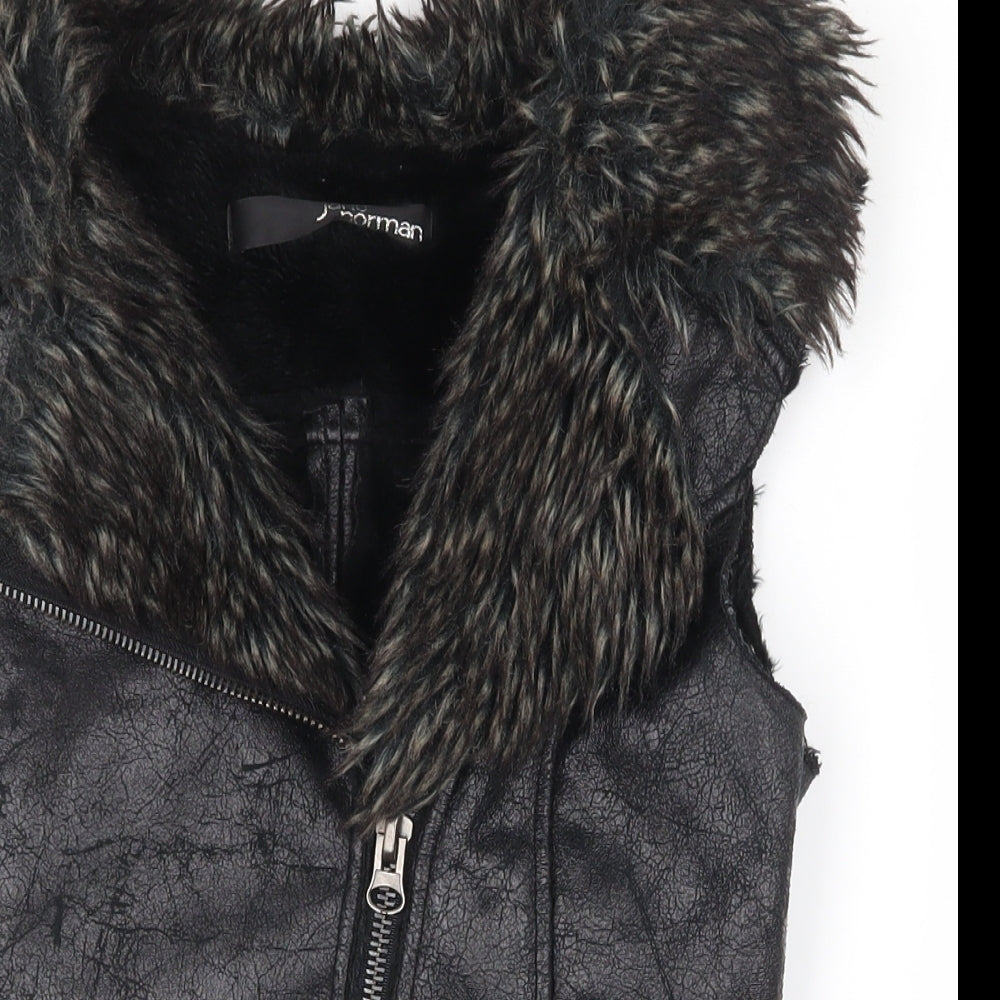 Jane Norman Womens Black   Gilet Coat Size 10  Zip