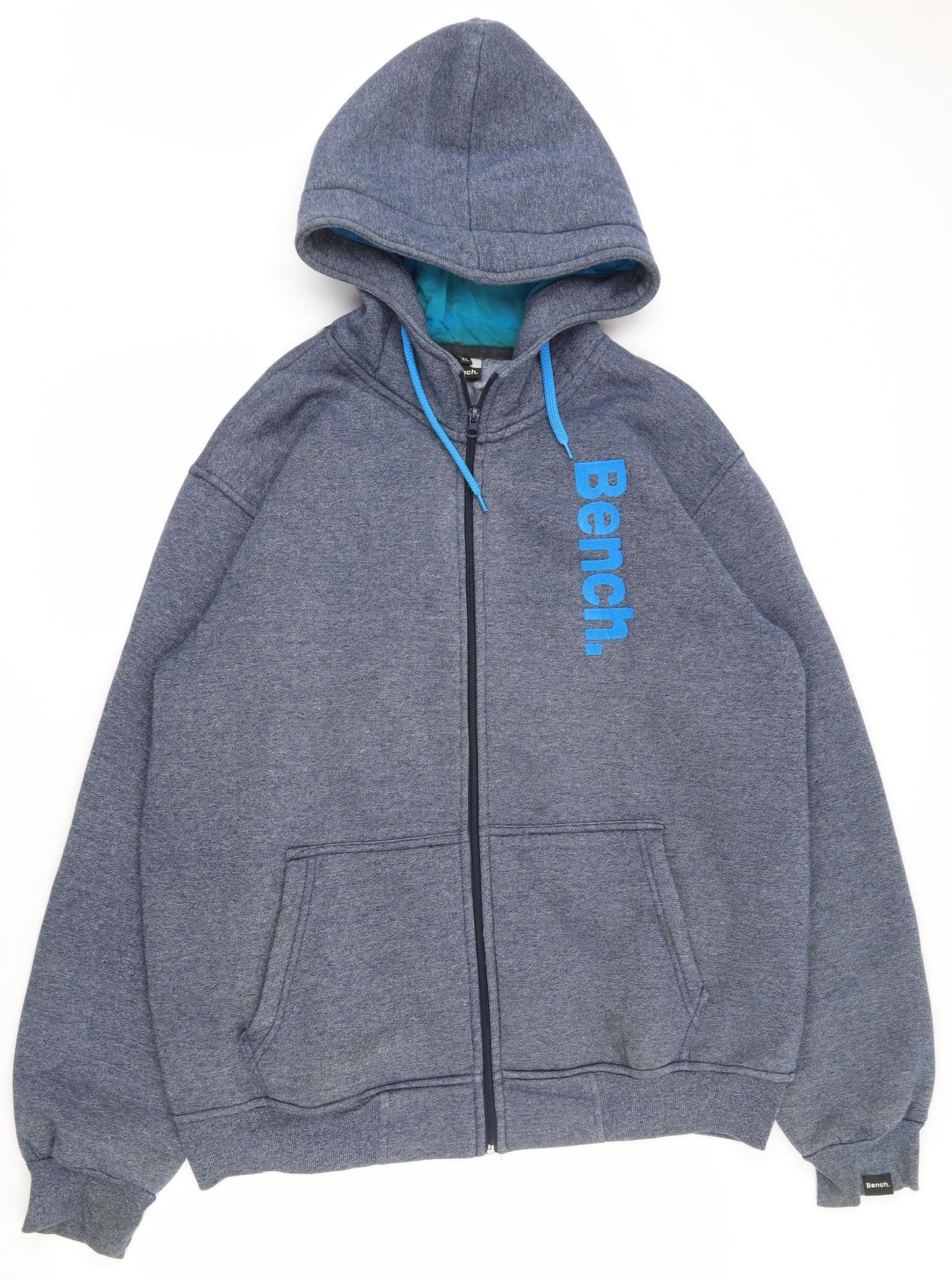 Bench Mens Grey Houndstooth Polyester Full Zip Hoodie Size XL