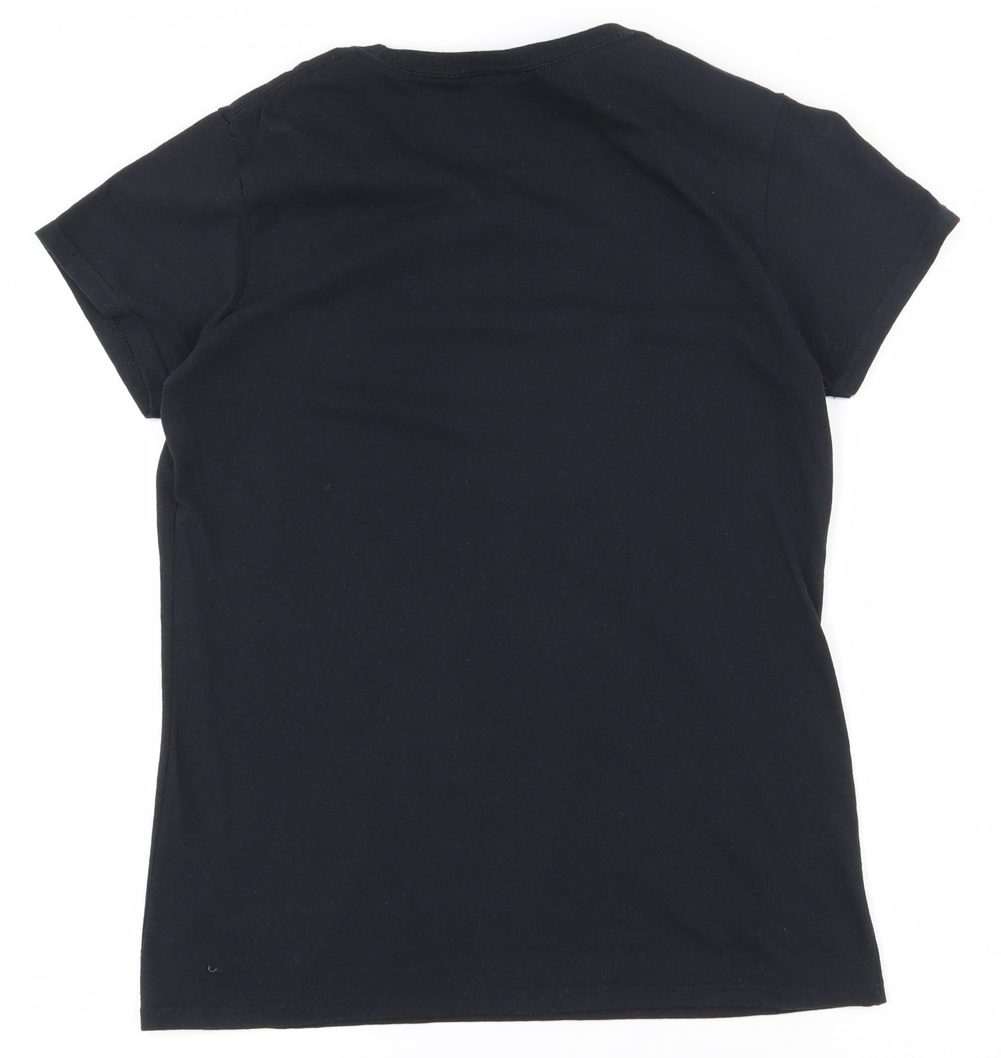Gildan Womens Black  100% Cotton Basic T-Shirt Size M Round Neck