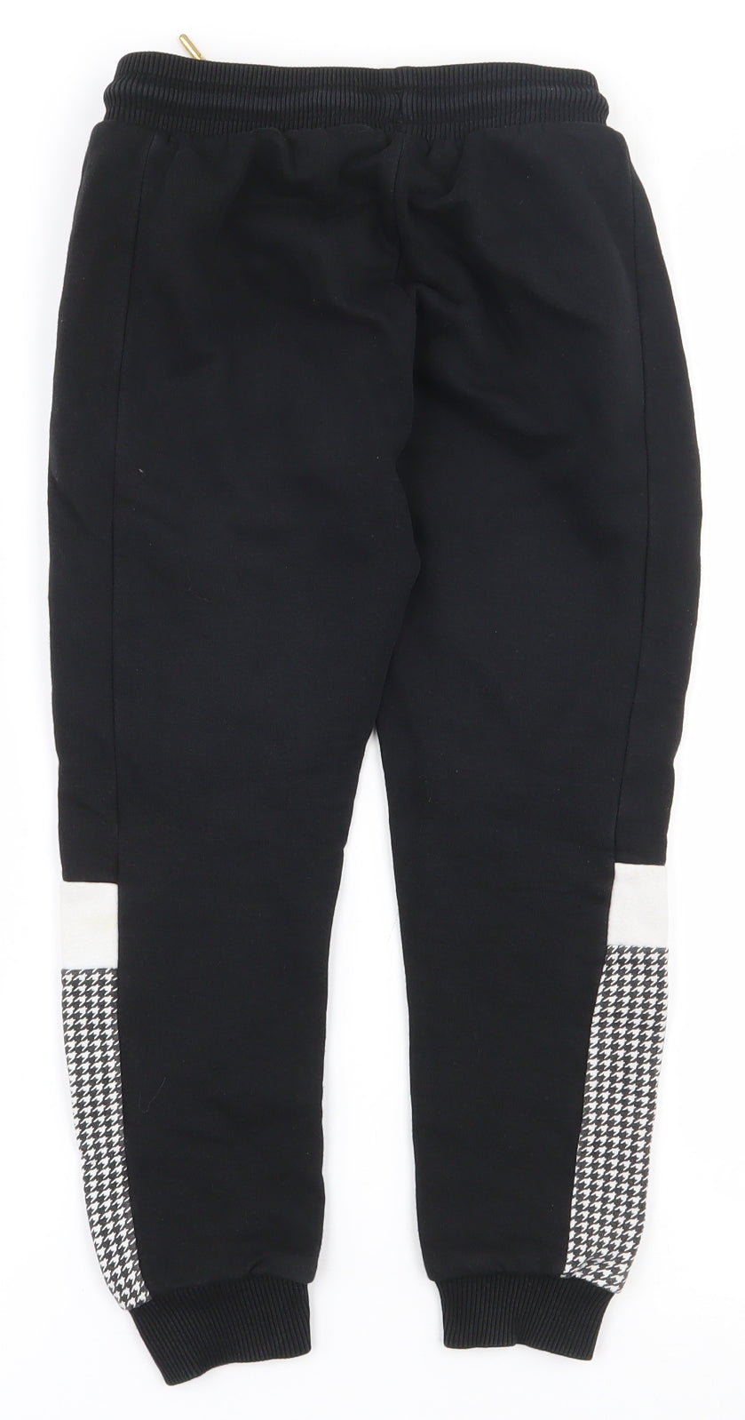 George Boys Black Houndstooth Cotton Jogger Trousers Size 6-7 Years  Regular Drawstring