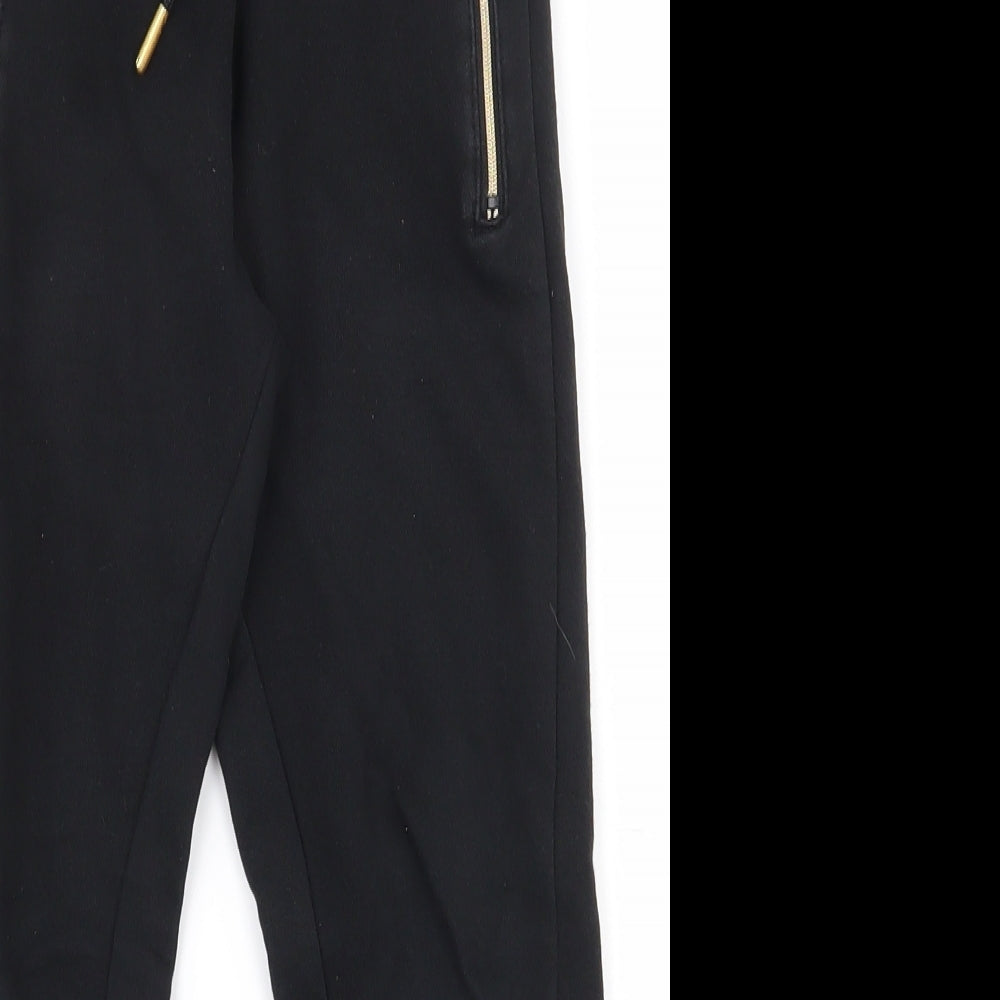 George Boys Black Houndstooth Cotton Jogger Trousers Size 6-7 Years  Regular Drawstring