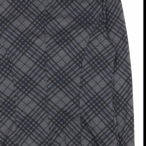 Suzy Shier Womens Grey Plaid Polyester Jacket Suit Jacket Size L