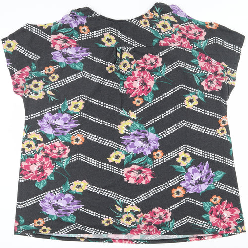 Yours Womens Multicoloured Floral Polyester Basic T-Shirt Size 22 Round Neck - 22-24, Cut out shoulder