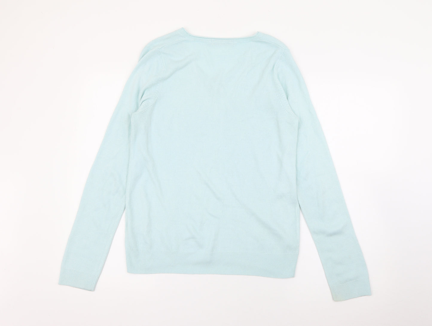 Marks and Spencer Womens Blue V-Neck  Acrylic Pullover Jumper Size 12