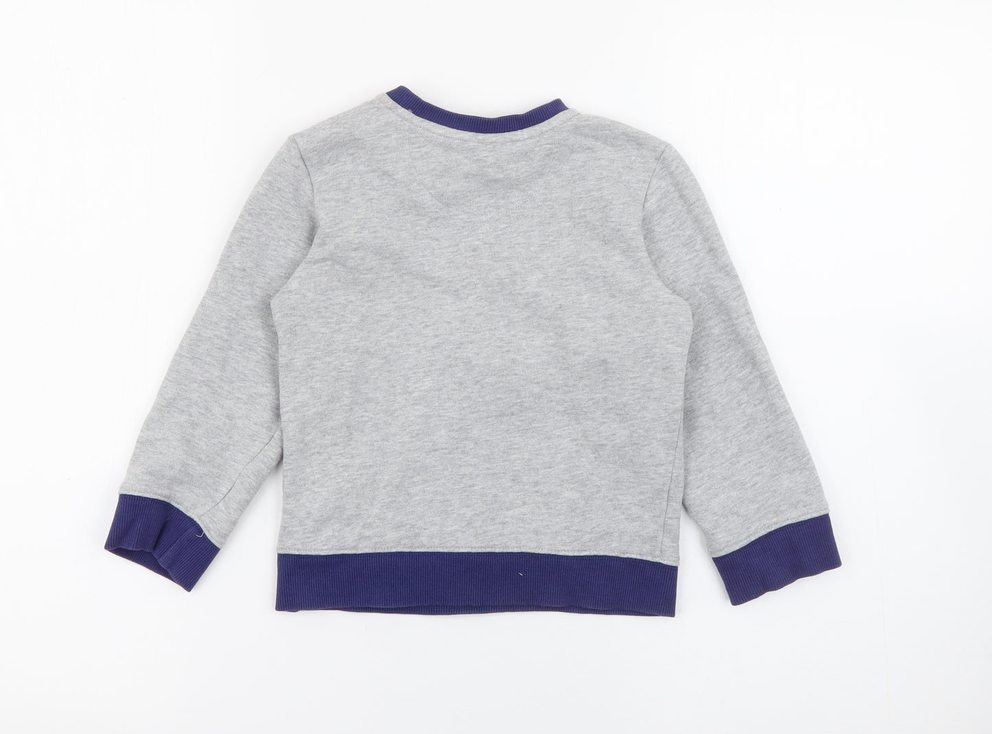 Baby Boden Boys Grey  Cotton Pullover Sweatshirt Size 3-4 Years  Snap - Penguin