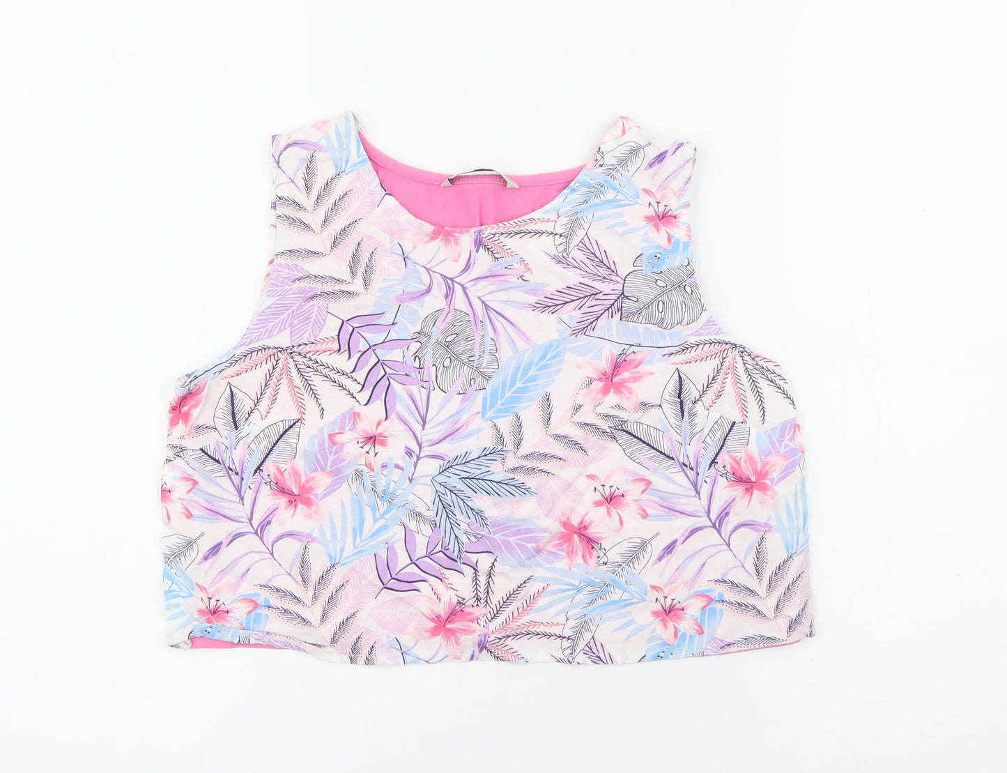 George Girls Pink Floral Viscose Camisole Tank Size 11-12 Years Round Neck
