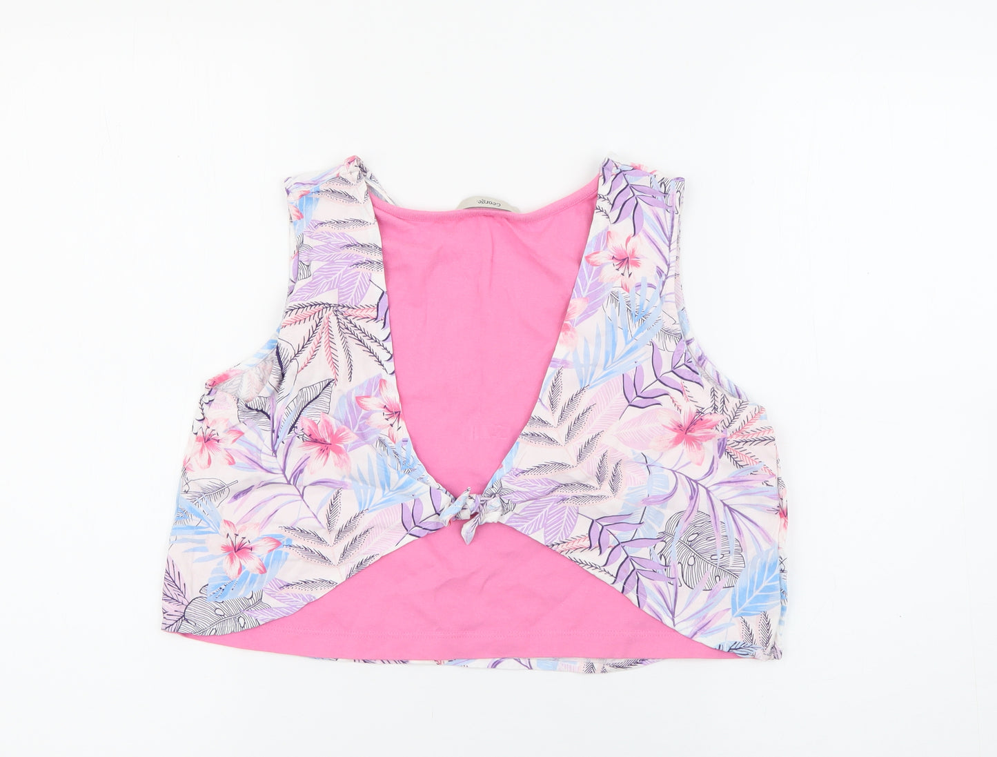 George Girls Pink Floral Viscose Camisole Tank Size 11-12 Years Round Neck