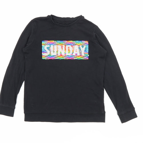 George Girls Black  Cotton Pullover Sweatshirt Size 8-9 Years