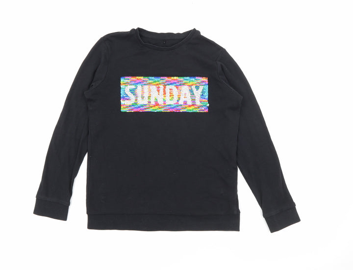 George Girls Black Cotton Pullover Sweatshirt Size 8-9 Years