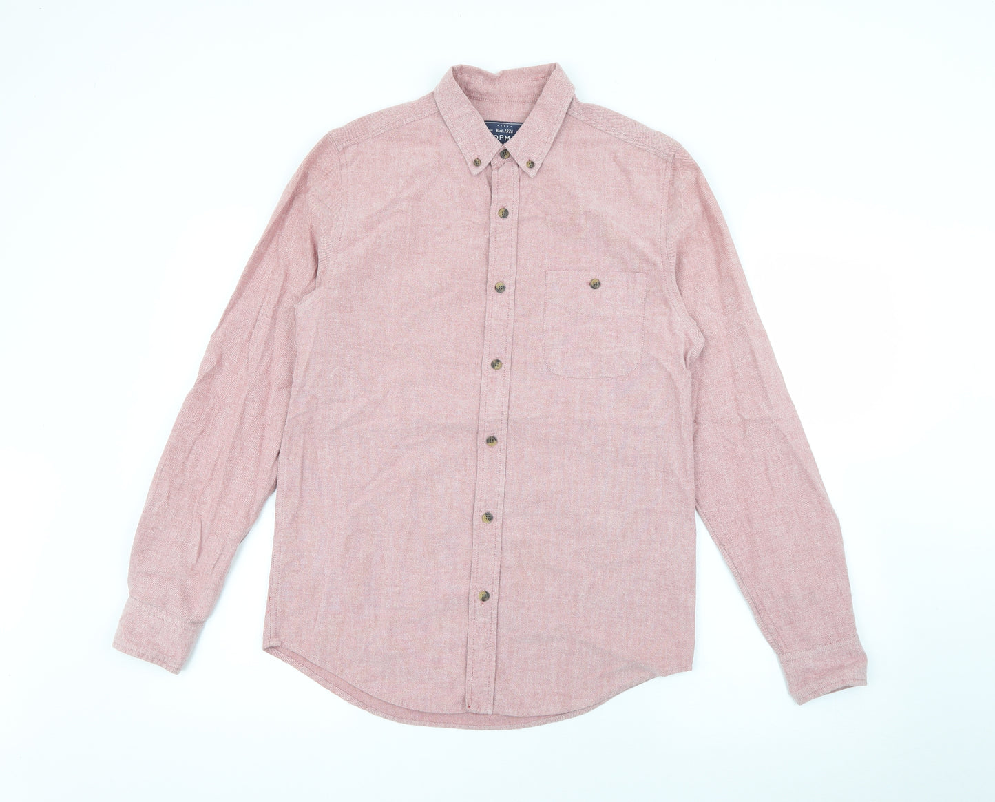 Topman Mens Red  Cotton  Button-Up Size S Collared Button