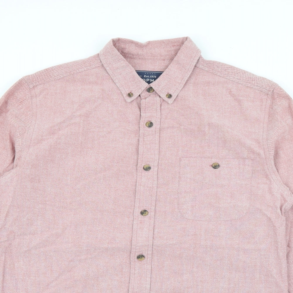 Topman Mens Red  Cotton  Button-Up Size S Collared Button