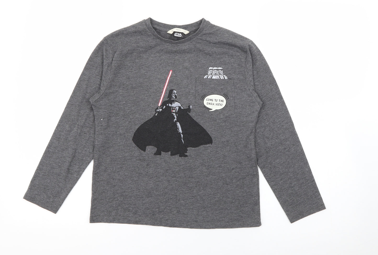 MNG Boys Grey  Polyester Pullover T-Shirt Size 9 Years Crew Neck  - Star Wars