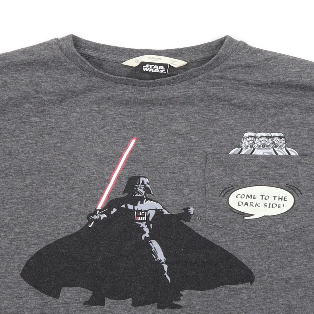 MNG Boys Grey  Polyester Pullover T-Shirt Size 9 Years Crew Neck  - Star Wars