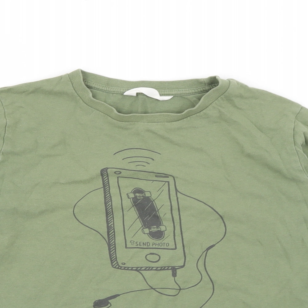 MNG Boys Green  Polyester Pullover T-Shirt Size 9 Years Crew Neck  - Skateboard