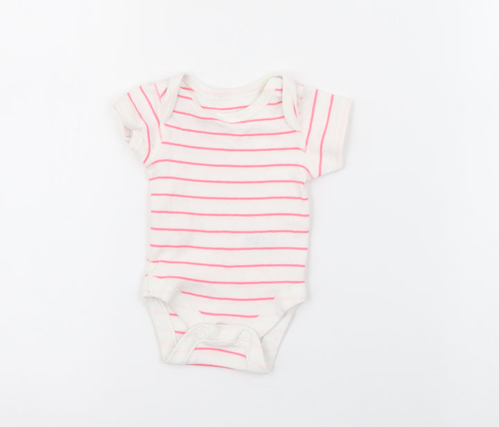 Marks and Spencer Baby White Striped Cotton Babygrow One-Piece Size Newborn Snap