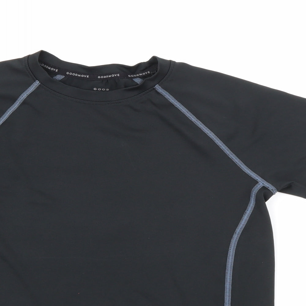 Good Move Boys Black  Polyester Pullover T-Shirt Size 10-11 Years Crew Neck