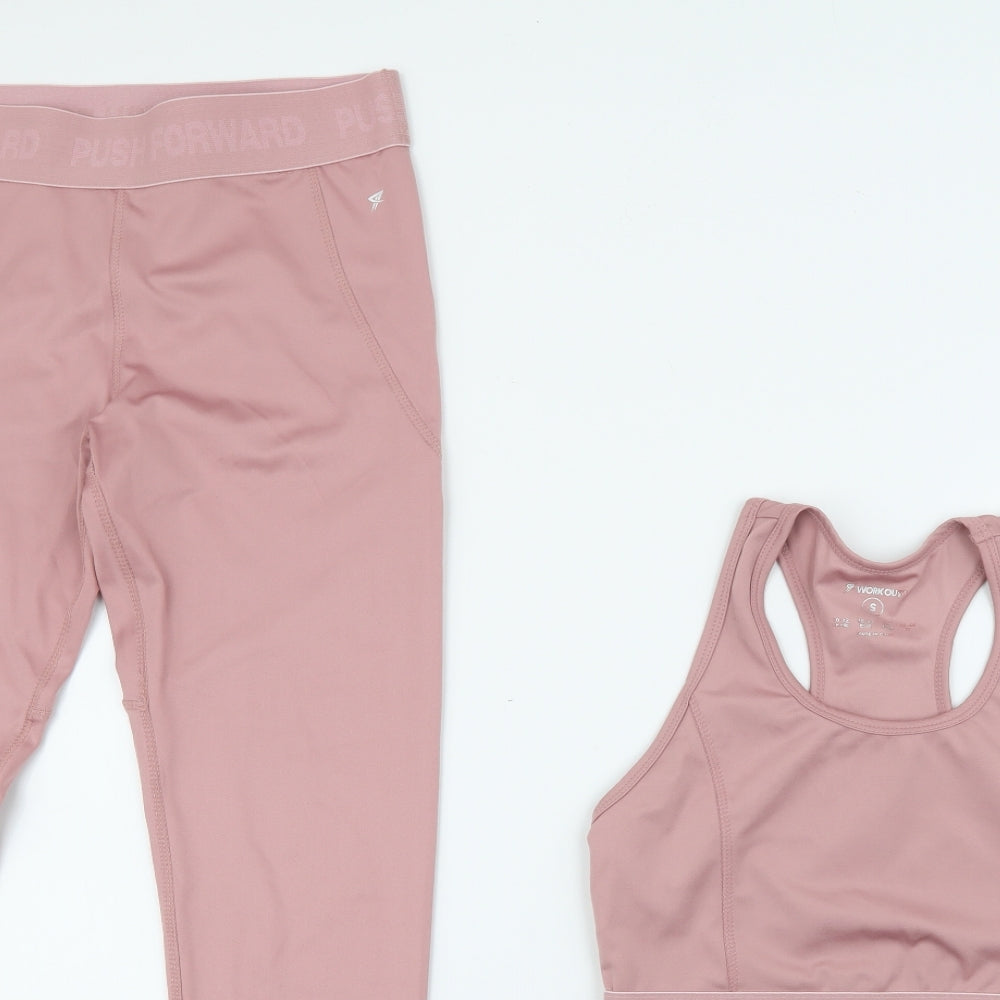 Workout Womens Pink  Polyester Pedal Pusher Leggings Size S L28 in Regular
