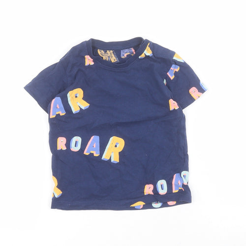 Marks and Spencer Baby Blue  Cotton Pullover T-Shirt Size 12-18 Months Round Neck Snap - Roar
