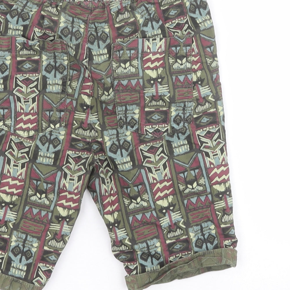 TU Boys Green Batik 100% Cotton Cargo Shorts Size 8 Years  Regular Drawstring