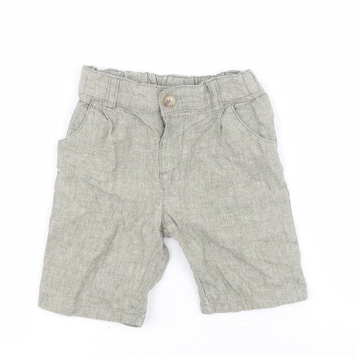 Matalan Baby Green  Linen Cropped Trousers Size 18-24 Months  Button