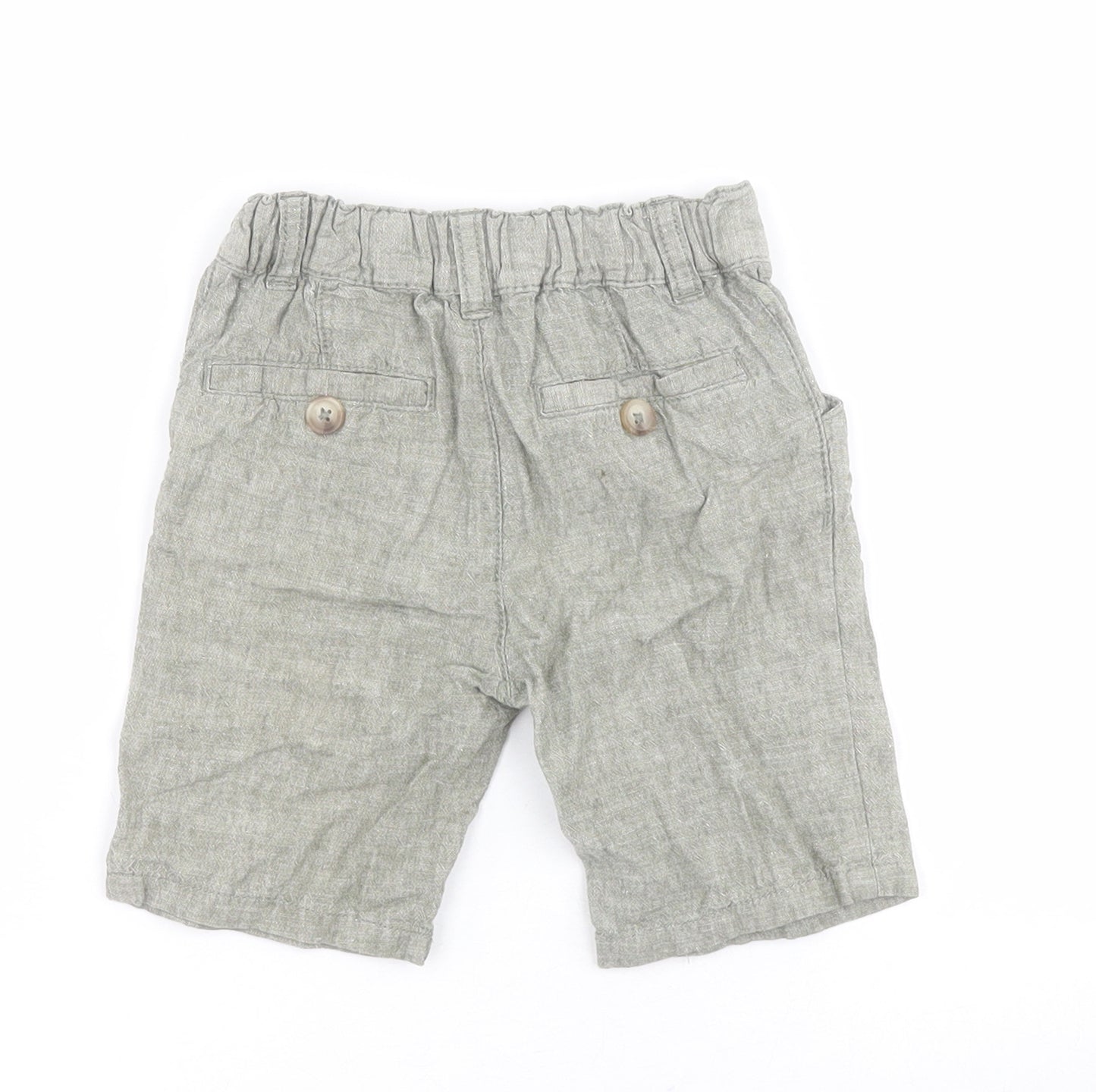 Matalan Baby Green  Linen Cropped Trousers Size 18-24 Months  Button