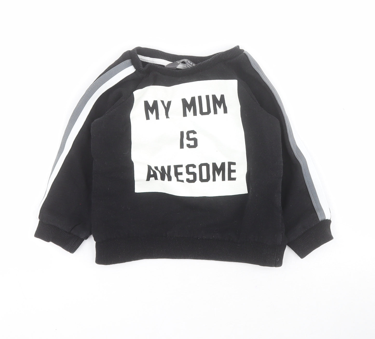 Primark Baby Black  100% Cotton Pullover Jumper Size 12-18 Months  Pullover