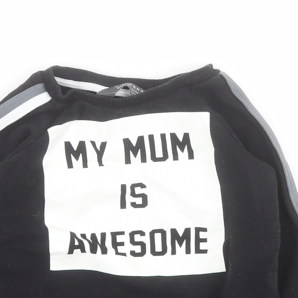 Primark Baby Black  100% Cotton Pullover Jumper Size 12-18 Months  Pullover