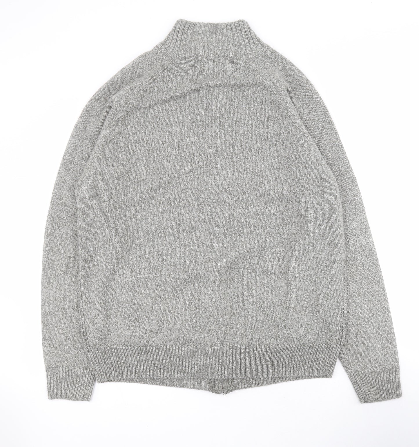 TU Mens Grey High Neck  Acrylic Full Zip Jumper Size XL