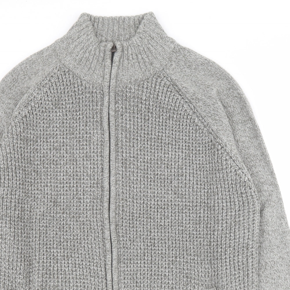 TU Mens Grey High Neck  Acrylic Full Zip Jumper Size XL