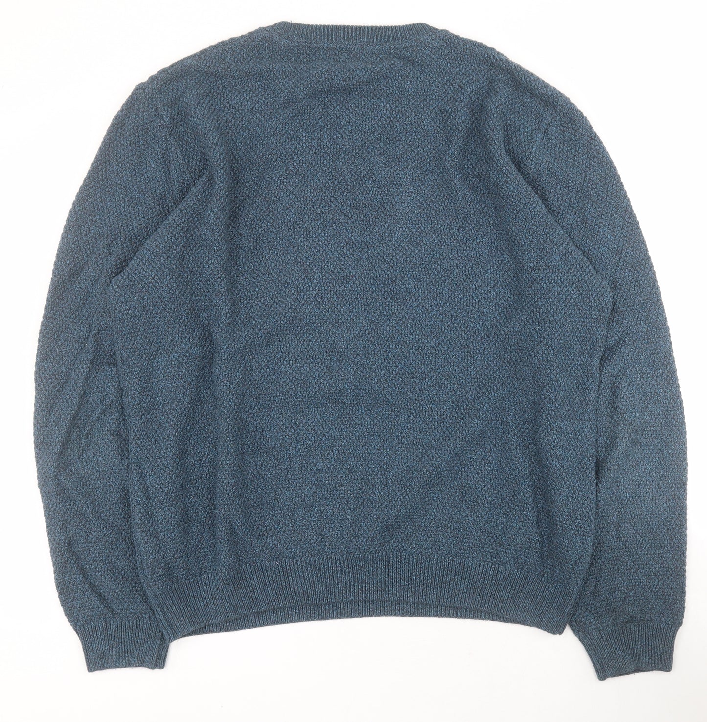 Marks and Spencer Mens Blue Round Neck  Cotton Pullover Jumper Size XL