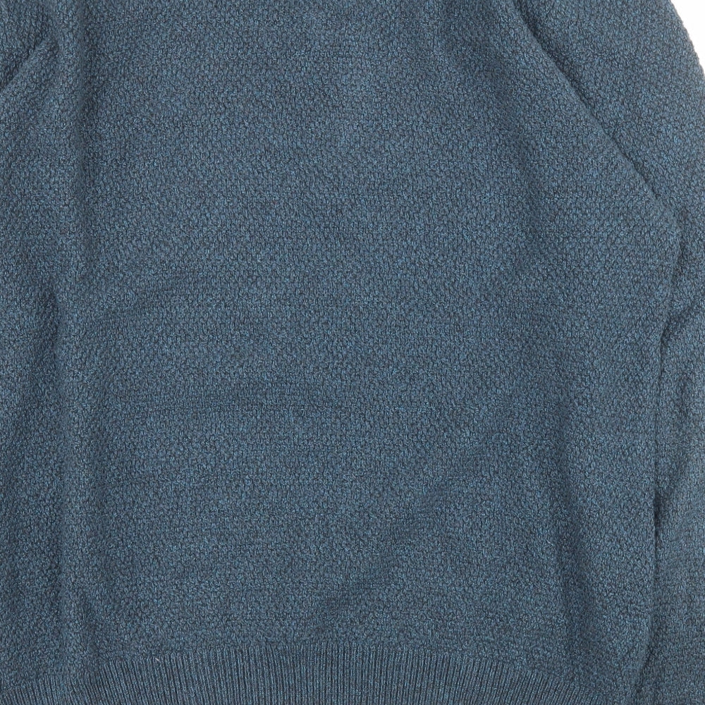 Marks and Spencer Mens Blue Round Neck  Cotton Pullover Jumper Size XL