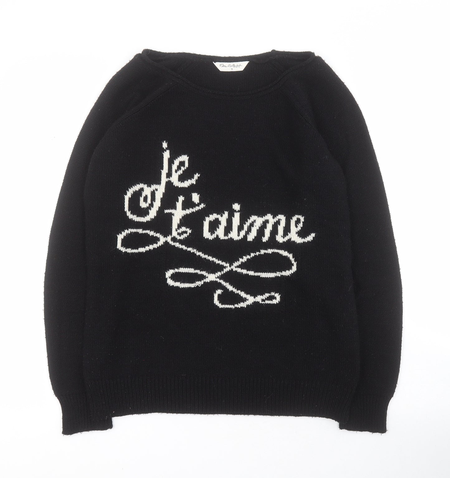 Miss Selfridge Womens Black Round Neck  Acrylic Pullover Jumper Size 8