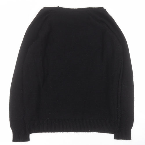 Miss Selfridge Womens Black Round Neck  Acrylic Pullover Jumper Size 8