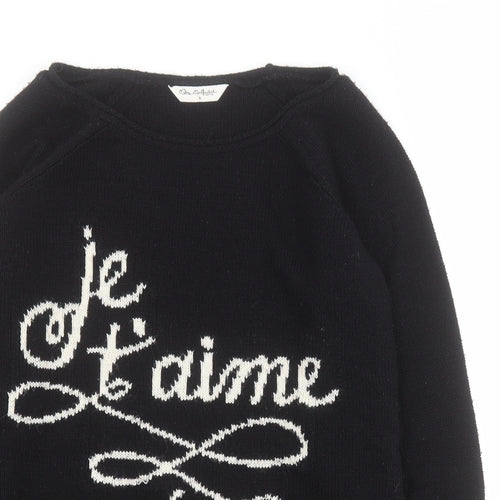 Miss Selfridge Womens Black Round Neck  Acrylic Pullover Jumper Size 8