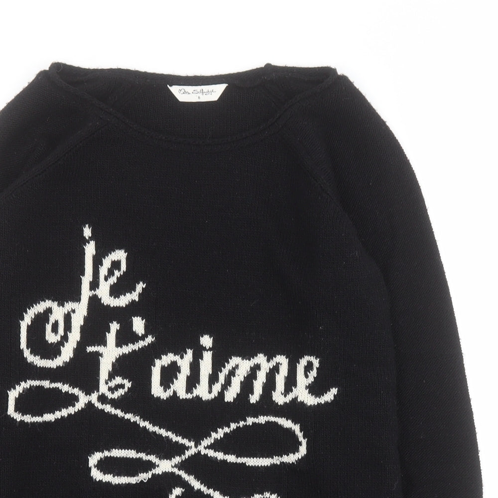 Miss Selfridge Womens Black Round Neck  Acrylic Pullover Jumper Size 8