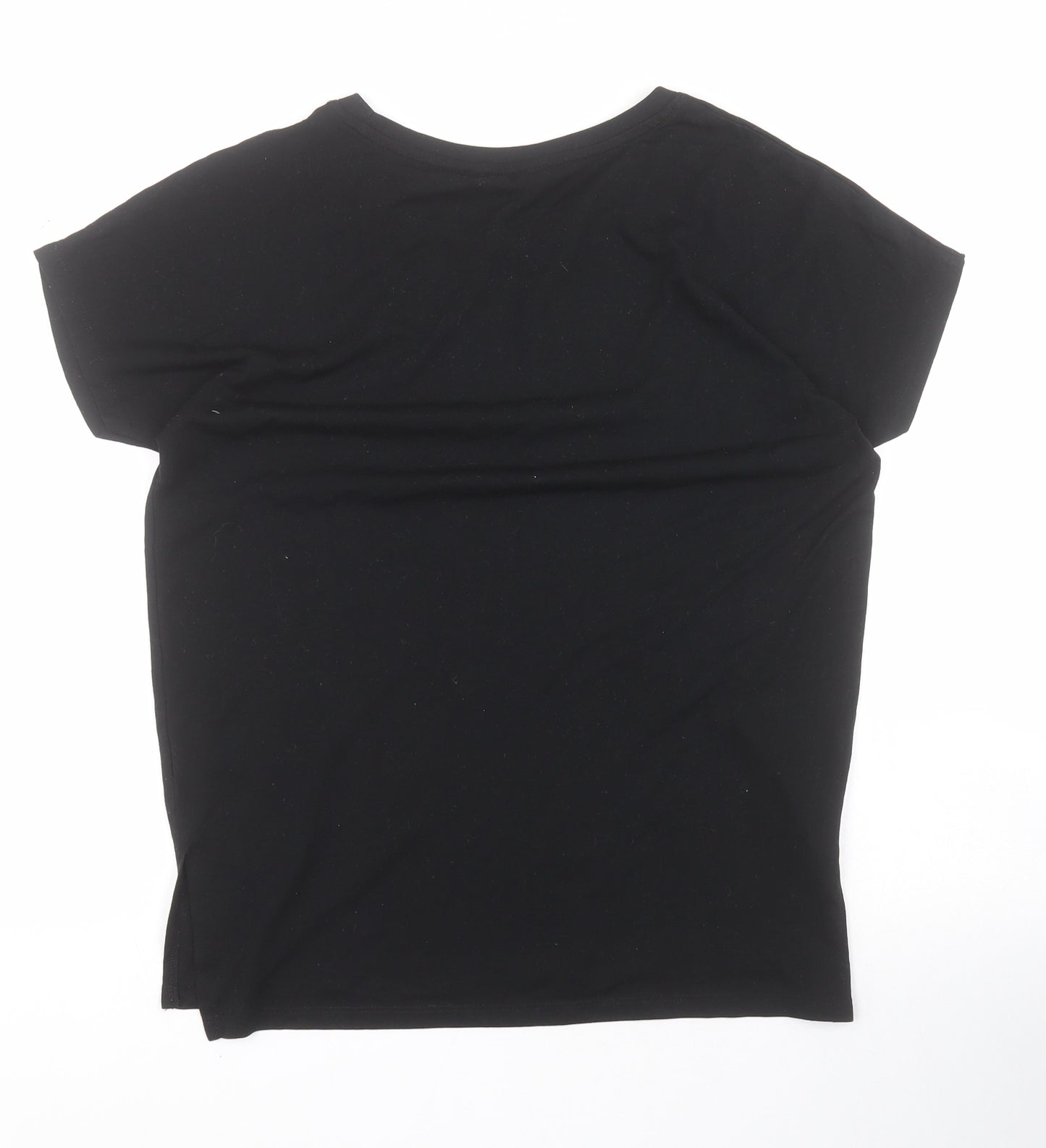 F&F Womens Black  Polyester Basic Polo Size XS Round Neck