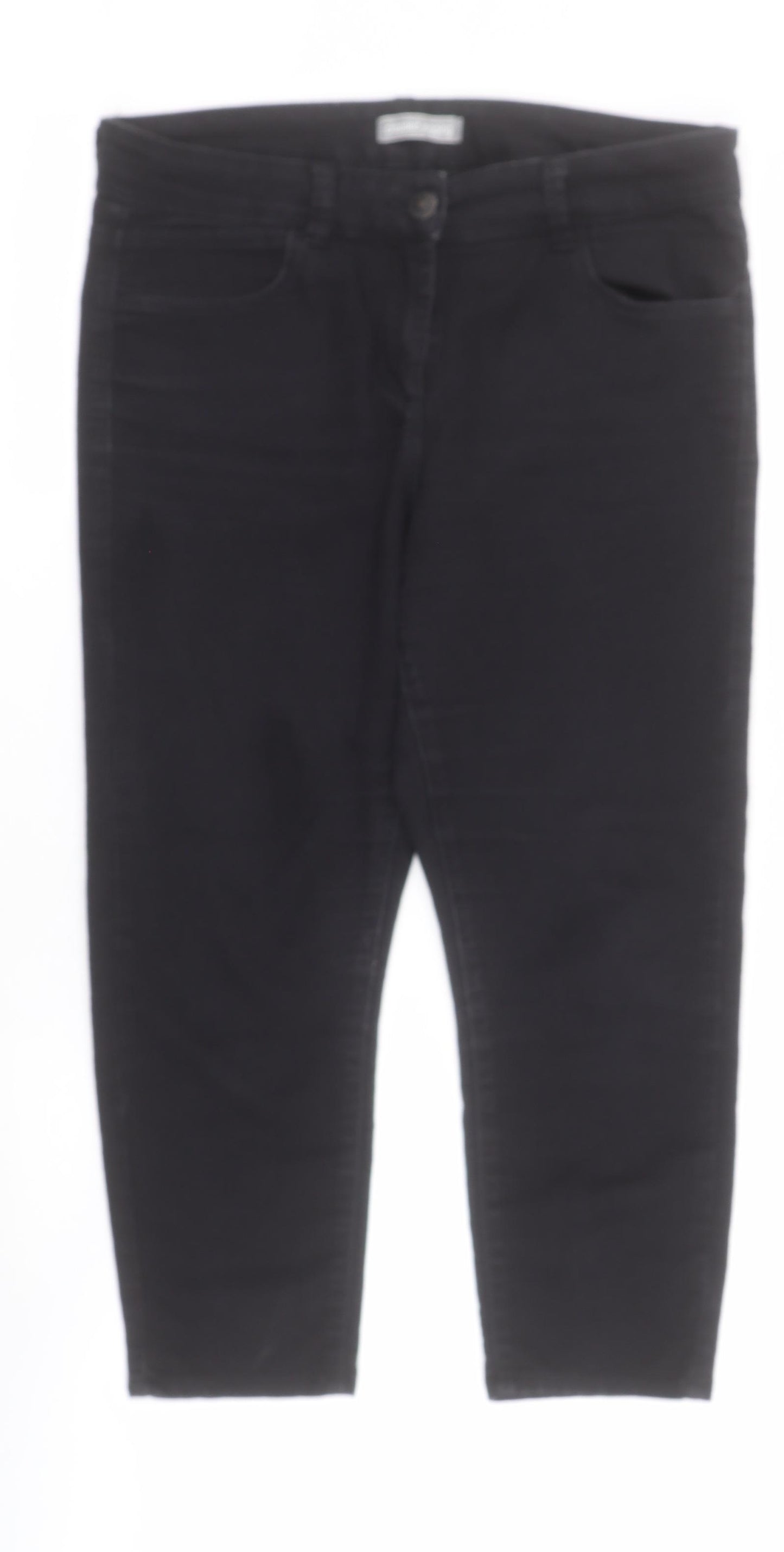 Marks and Spencer Womens Black  Cotton Cropped Jeans Size 12 L21 in Regular Zip