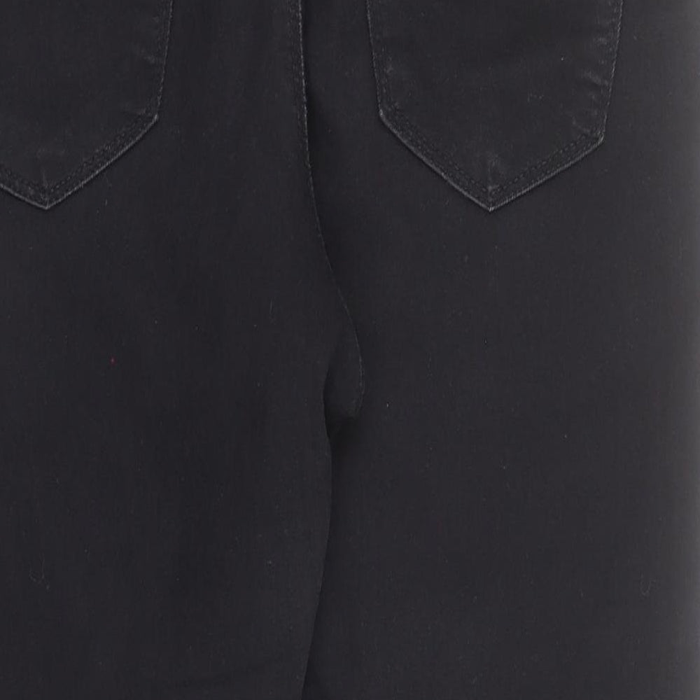 Marks and Spencer Womens Black  Cotton Cropped Jeans Size 12 L21 in Regular Zip