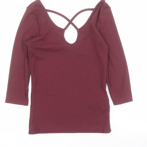 New Look Womens Purple  Polyester Camisole T-Shirt Size 10 Scoop Neck - Ribbed