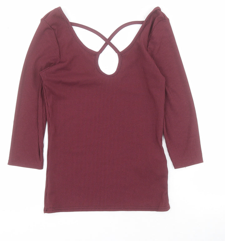 New Look Womens Purple Polyester Camisole T-Shirt Size 10 Scoop Neck - Ribbed