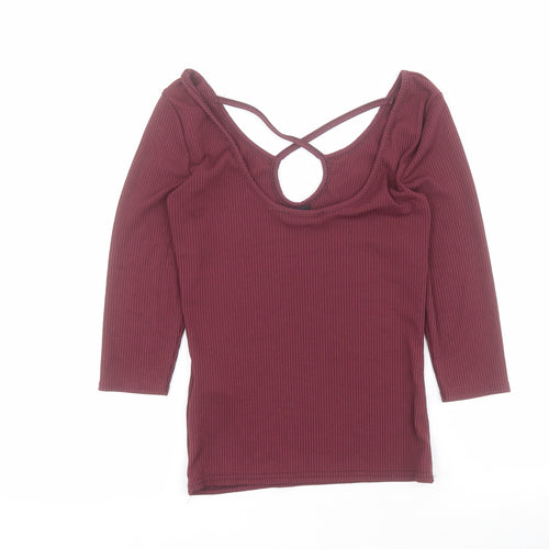 New Look Womens Purple  Polyester Camisole T-Shirt Size 10 Scoop Neck - Ribbed