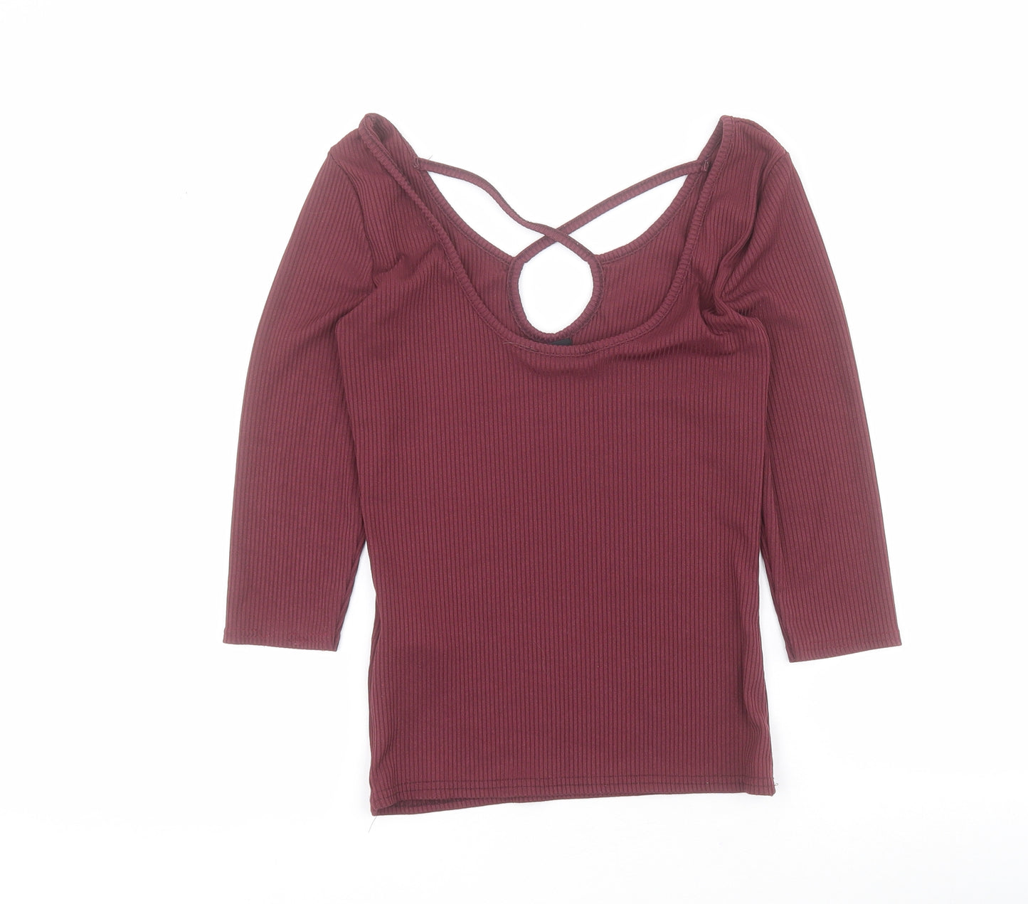 New Look Womens Purple  Polyester Camisole T-Shirt Size 10 Scoop Neck - Ribbed
