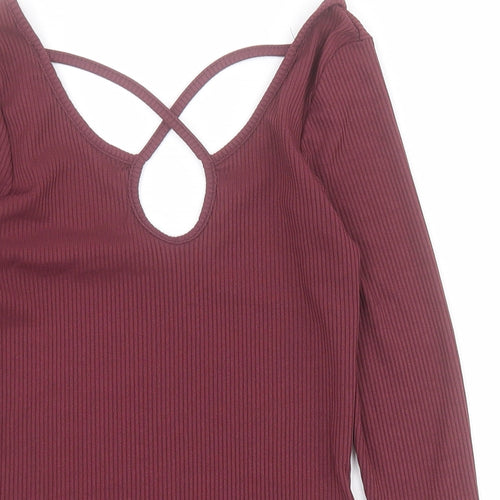 New Look Womens Purple  Polyester Camisole T-Shirt Size 10 Scoop Neck - Ribbed