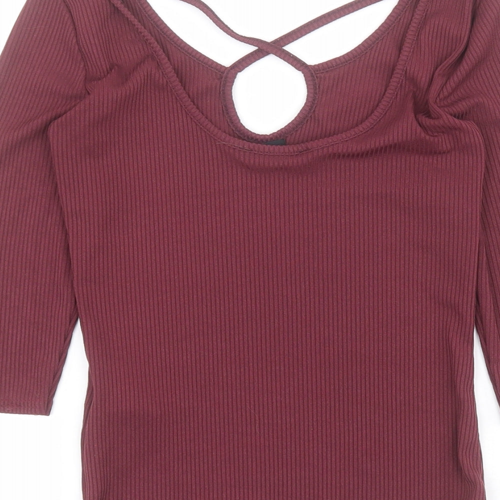 New Look Womens Purple  Polyester Camisole T-Shirt Size 10 Scoop Neck - Ribbed