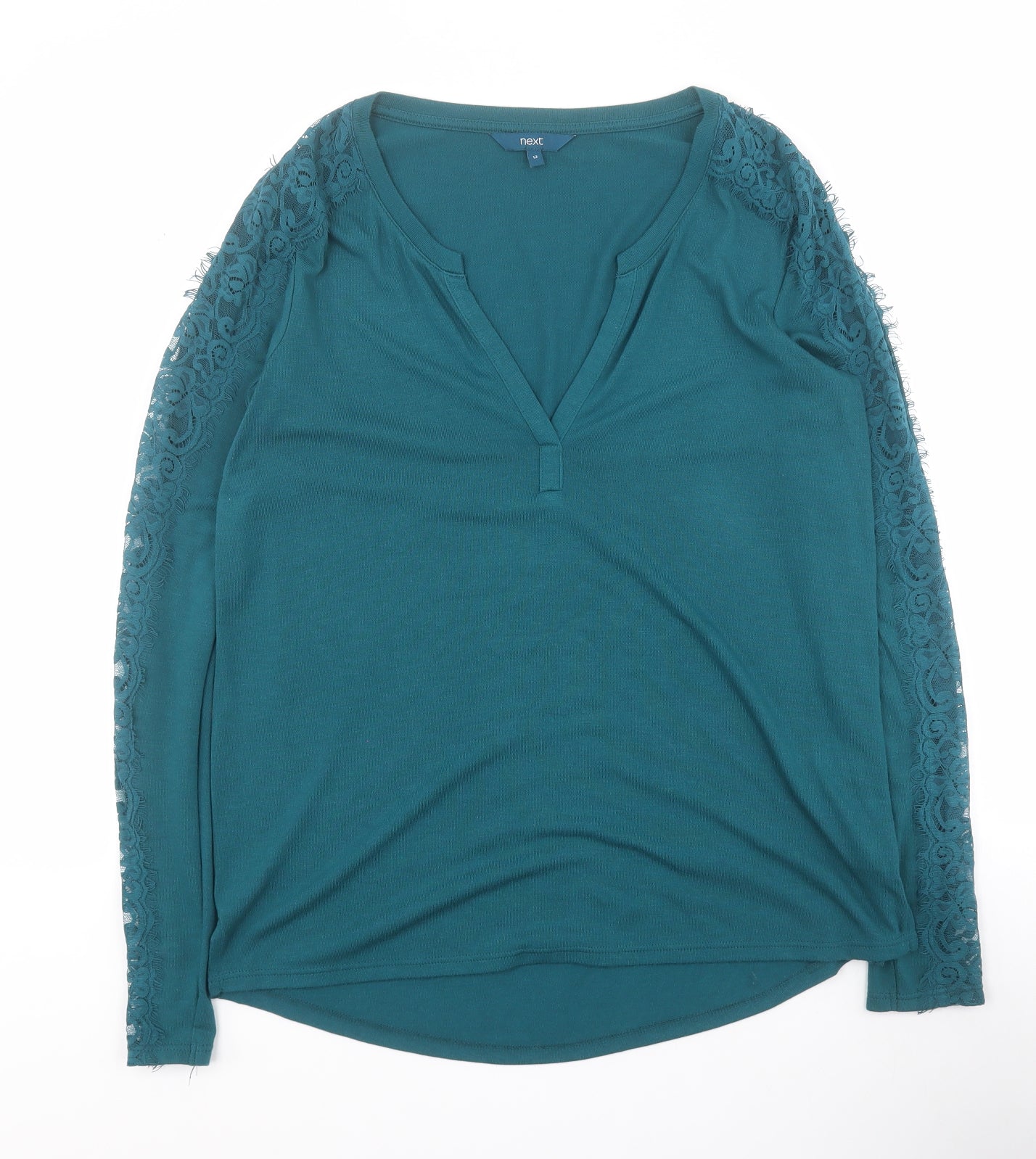 NEXT Womens Green  Viscose Jersey T-Shirt Size 12 V-Neck