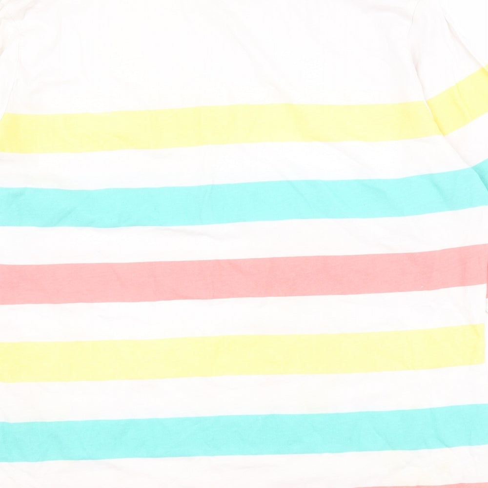 Dunnes Womens Multicoloured Striped Cotton Basic Polo Size 16 Round Neck